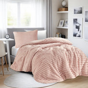 Regency Heights Fluffy Ribbed Plush Comforter Set, Blue Ombre, Full/Queen, 3-Piece