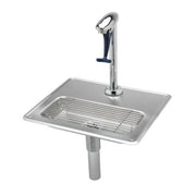 T&S Brass Drinking Water Faucet, Pedestal Glass Filler with Adjustable Flow, Chrome Finish, Drip Pan Included, B-1230