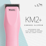 Wahl Professional KM2+ 2-Speed Corded Pet Clipper with #10 Prime Blade, Lightweight Quiet Design, 14-Foot Cord, Pink