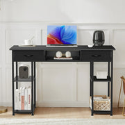edx D-3CZ Small Desk Fabric Drawers & Storage Shelves, 48 Inch, Balck
