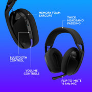 Logitech G321 Lightspeed Wireless Bluetooth Gaming Headset, Dynamic Comfort and fit, 16 kHz Boom mic, 20+ hrs Battery, PC, PS4, PS5, Nintendo Switch, Mobile - Black