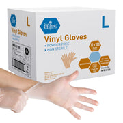 MedPride Disposable Vinyl Gloves, Non-Sterile, Powder Free, Latex Free, 4.3 Mil Thickness, Large, 1000-Pack