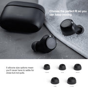 Wyze Wireless Earbuds, Bluetooth 5.0, IPX5 Sweat Resistant, 30 dB Noise Reduction, 4 Voice-Isolating Microphones, Alexa Built-In, True Wireless with Charging Case, Black, WE1BLK