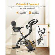 MERACH S15 4-in-1 Folding Upright Exercise Bike with 16 Levels Magnetic Resistance, Built-in Arm Resistance Bands, Adjustable Seat, LCD Monitor, iPad Holder, Quiet Operation