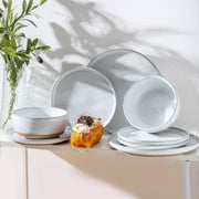 Tikooere 18-Piece Stoneware Dinnerware Set, Chip and Scratch Resistant, Microwave and Dishwasher Safe, White