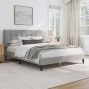 Mainstays 3037-500 Hillside Square Tufted Upholstered Queen Platform Bed, Light Gray Fabric