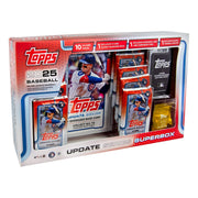 Topps 2025 Baseball Update Series Super Box, 10 Packs with 14 Cards Each, Exclusive Silver Foilboard Pack, Oversized Card, Enamel Trading Card Pin
