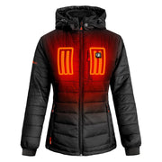 ActionHeat AH-PJKT-5V-W-B-XL Women's Heated Puffer Jacket W/ Hood Black XL