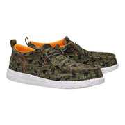 Hey Dude Wally Funk Duck Print Mens Slip-On Loafers, Dark Olive Multi, Lightweight, Ethylene Vinyl Acetate Sole, 44337