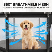 Generic Dog Playpen Kennel with Door, Raised Dog House, Sturdy Fabric Cage, Spacious 52x52x25.6 in, Gray