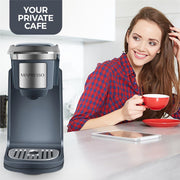 Mixpresso Single Cup Coffee Brewer, 800W Quick Brew, One Touch Function, 12oz Capacity, Dark Grey, K4DGR00