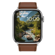 MobyFox Leather Watch Band, Premium Brown Genuine Leather, Compatible with Apple Watch Series 1-10 and Most 22mm Smartwatches, Stainless Steel Lugs, Pin-and-Tuck Buckle
