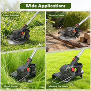 CATGOOD Electric Cordless Weed-Eater 24V 4.0Ah Lithium Battery 8-Inch Cutting Width with 2 Batteries and Charger HG0614-BK