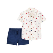 Carter's Child of Mine 6S778410 Baby and Toddler Boy Patriotic Outfit Set, 2-Piece, 3T, Ivory