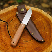 Swiss Tech Haltbar Fixed Pocket Knife, VG-10 Full Tang Steel Drop Point Blade, Canvas Micarta Handle, Leather Sheath, 8.75 in, 6166
