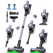 Cocbny H28 Cordless Stick Vacuum Cleaner, 500W Brushless Motor, Self-Standing, Wall Charging, 55 Min Runtime, HEPA Filtration, Purple