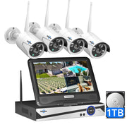 Hiseeu WNKIT-10V-4HB612-1T Security Camera System with 10.1 Monitor 10CH 1TB Hard Drive NVR, Wireless Wifi Cameras for R