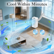 LifePlus Portable Air Conditioner, WiFi Enabled, 10000BTU Ashrae Cooling, Dehumidifier, Remote Control, Window Kit, White