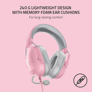 Razer BlackShark V2 X Wired Over-Ear Gaming Headset, TriForce 50mm Drivers, 7.1 Surround Sound, HyperClear Cardioid Mic, Memory Foam Cushions, White
