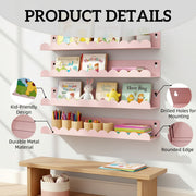 AMIENIV 6-Piece Pink Metal Floating Shelves, 16 in, Cloud Shape with Scalloped Edge for Girls Room Nursery
