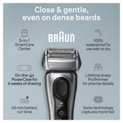 Braun 8577cc Series 8 Electric Shaver with 5 in 1 SmartCare Center - Galvano Silver