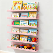 AMIENIV 6-Piece Pink Metal Floating Shelves, 16 in, Cloud Shape with Scalloped Edge for Girls Room Nursery