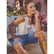 Celebrity Pink Women's Relaxed Denim Jorts, Wide-Leg, High-Rise Banded Waist, Gray, 11 in Inseam, Cotton Blend CJ32978HF38W