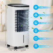 Fenbeli 3-in-1 Evaporative Portable Air Cooler with 4L Water Tank, Remote Control, 3 Fan Speeds, White, BL-206DL