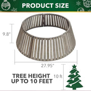 Stephan Roberts STRB-SLATC0-06 Farmhouse Wooden Tree Collar, Rustic Smoke Gray, Fits Up to 9ft Christmas Tree, 27in Diameter