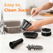 NICWIN Cold Press Masticating Juicer, 150W High Torque Motor, 55 RPM, Self-Feeding Chute, BPA-Free, Silver, HH-W01