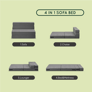 Z-HOM Folding Sofa Bed Twin Size Memory Foam Convertible Sleeper Chair Floor Couch Futon with Pillow Dark Gray ROC4-003