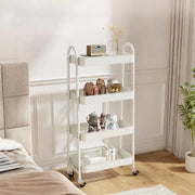 Kelno 4 Tier Metal Utility Storage Cart with Lockable Wheels, White