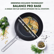 GreenPan Omega Hard Anodized 4.5QT Saut Pan with Healthy Ceramic Nonstick Coating, Glass Lid, Induction Compatible, Oven and Broiler Safe, Black