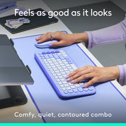 Logitech POP Icon Wireless Keyboard and Mouse Combo, Lilac, Multi-Device Bluetooth, Customizable Keys