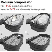 Kabaqoo Vacuum Backpack Travel, 60L Expandable with Built-in Electric Pump, TSA Combination Lock, Water-Resistant Oxford Cloth, Wet Dry Separation, Laptop Compartment