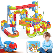 BRISTLIX 141PCS Electric Train Set with Flexible 3D Magnetic Race Track STEM Toy for Kids Ages 3-8, 699-68A