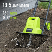 Steelite AZDG550 18-Inch Corded Electric Tiller, 13.5-Amp Electric Tiller and Cultivator for gardening, Lightweight Rototiller