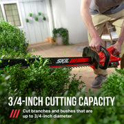 Skil Cordless Hedge Trimmer Kit, 40V Brushless Motor, 24-Inch Dual-Action Steel Blades, 2.0Ah Battery, 60W Charger, HT2400C-11