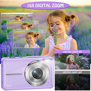 Wednkoly WED-60388 Kid's FHD 1080P 44MP Vlogging Digital Camera (Purple)