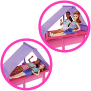 Mattel HRJ78 Barbie Dream Camper Playset with Roof Tent, BBQ Grill with Color-Change Feature and 60+ Accessories