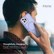 iHome Magnetic Velo Phone Case for iPhone 15 Pro- Pastel Purple