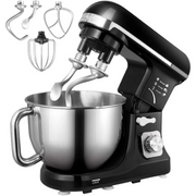 Aicok MK37 Stand Mixer with Double Hook 6 Speeds 5.5Qt Stainless Steel Bowl, Beater and Whisk Black