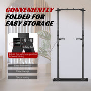 Primy Foldable Power Tower, 350 lb Capacity, Alloy Steel Frame, Adjustable Height Pull Up Bar, Free-Standing Dip Station, Black
