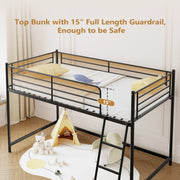 Zimtown Junior Metal Twin Loft Bed, Black, 350lb Capacity, 15-Inch Guardrails, Adjustable Ladder