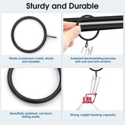 Nobrand Metal Curtain Rings with 4-Prong Pinch Pleat Hooks, 38mm Inner Diameter, 60-Piece Durable Steel Drapery Accessories for Window and Shower Curtains