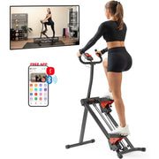 Sunny Health & Fitness Smart Foldable Stair Climber with Balance-Assist Cords, Adjustable Step Range, LCD Monitor, Bluetooth App Compatible, Dark Gray, SF-S025005