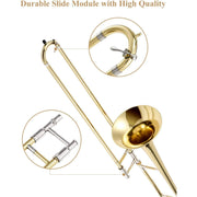 Eastar ETB-330 Bb Tenor Trombone for Beginners Students B Flat Brass Instrument With Case, Mouthpiece, White Gloves, Cleaning Kit, Gold