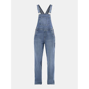 No Boundaries Relaxed Wide-Leg Denim Overalls for Women, Medium Wash, XS
