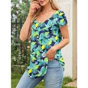 Fancyglim Women's Plus Size Tunic Top, V Neck Henley, Cold Shoulder, Navy Blue, 4XL
