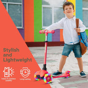 Campior Red Mini 3 Wheel Scooter for Kids Lean-to-Steer with LED Light-Up Wheels, Adjustable Handlebar, Wide Anti-Slip Deck, Smooth PU Wheels, Rear Foot Brake Toddler Scooter for Ages 2+